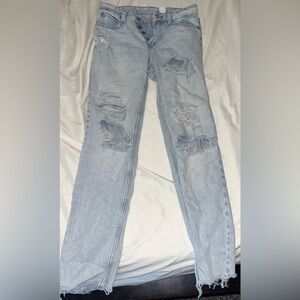 & Denim Low Waist Boyfriend ripped jeans, size 0